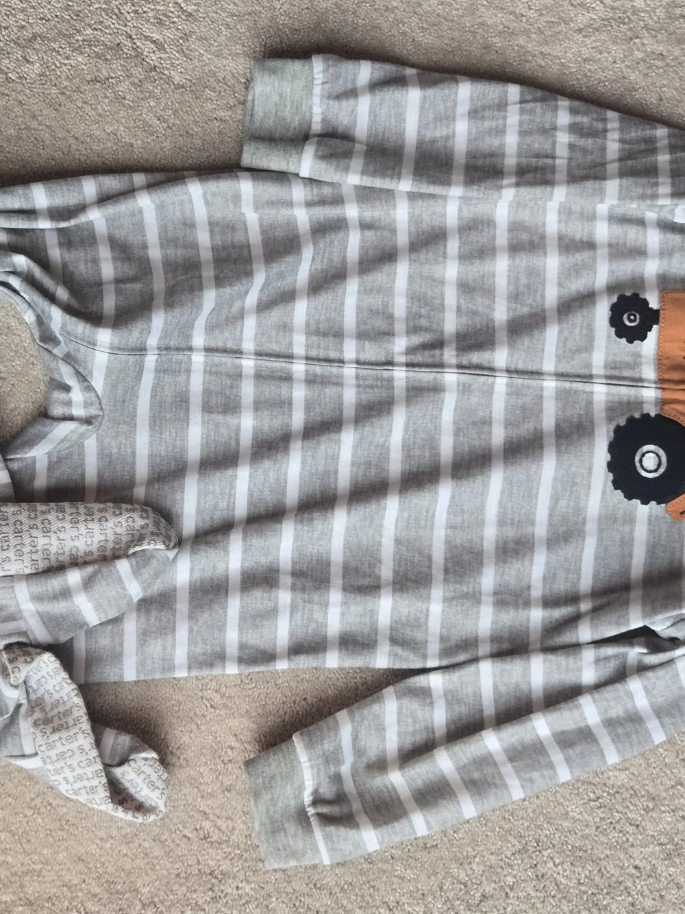 Carter's Gray Striped Kids Pajamas with Orange Tractor